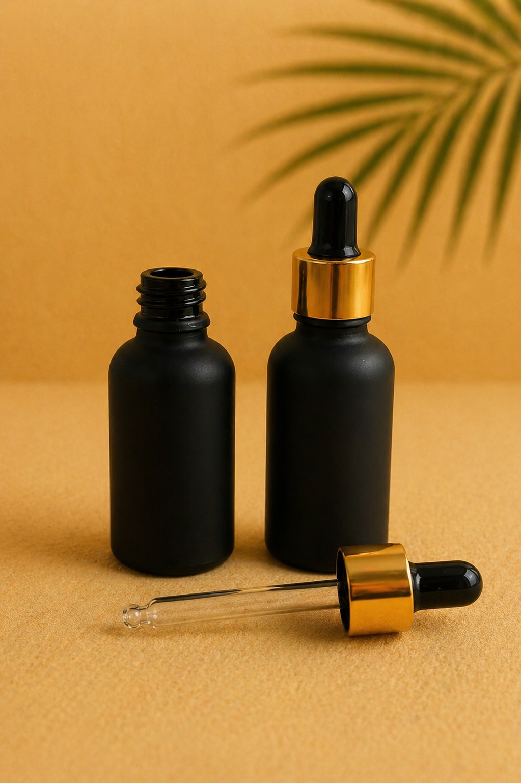 Klaaspudel pipetiga (must-kuldne) 30ml