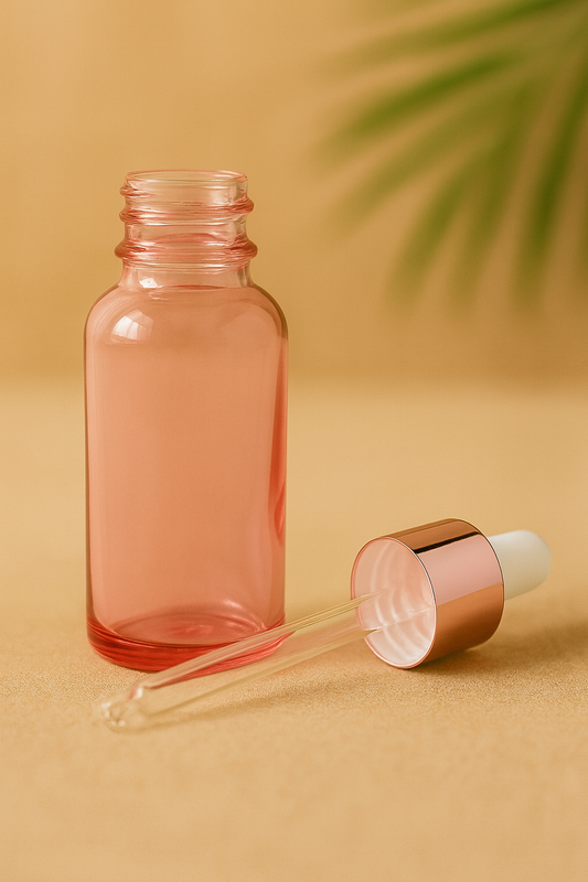 Klaaspudel pipetiga 30ml (roosa)